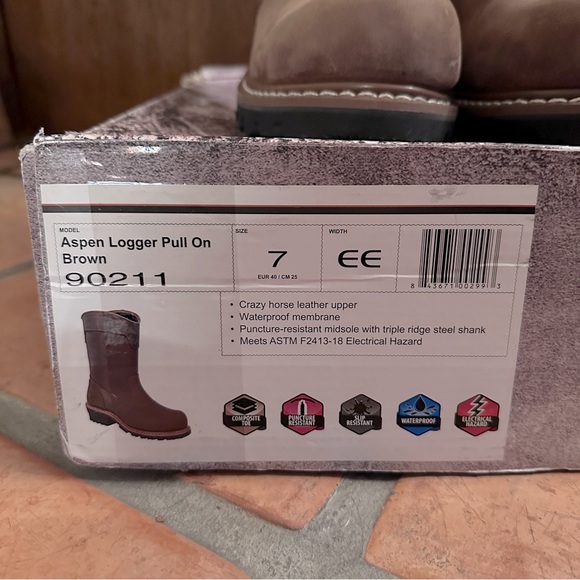 NEW Hoss Boot Company Aspen Logger Pull On Brown Boots - Size 7 EE - Picture 9 of 9